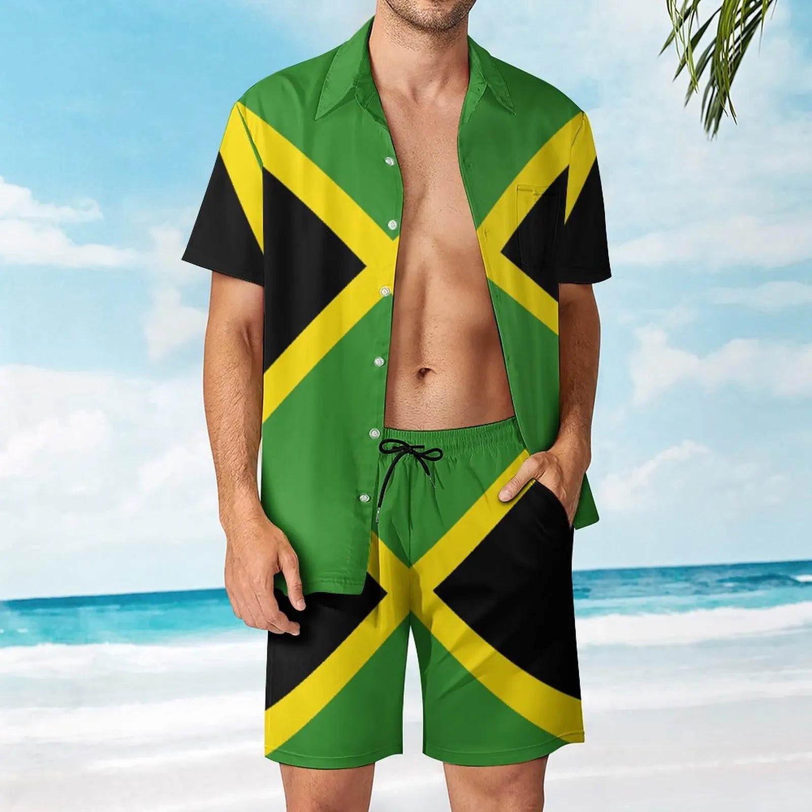 Jamaica Men's Beach Suit Funny 2 Pieces Pantdress top Quality Home Eur Size